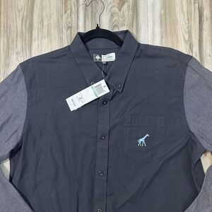 LRG Lifted Research Group Men's Button Down‎ Shirt Black Gray L Grunge Skater